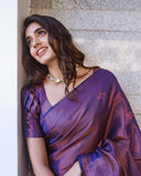 Violet Bliss Soft Semi-Silk Saree with Fashionable Blouse Piece