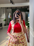 White Color Patola Paithani Printed And Foil Printed Dola Silk Dress